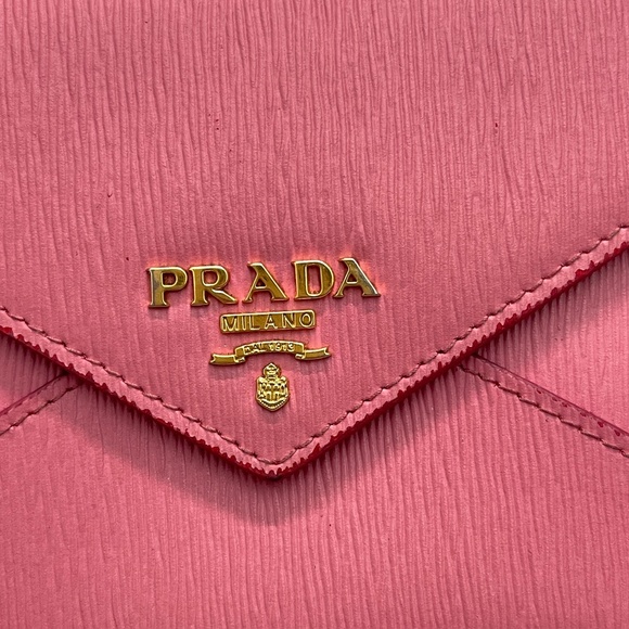 PRADA pink leather Saffiano metal Vitello Move envelope wallet clutch bag - Picture 3 of 16